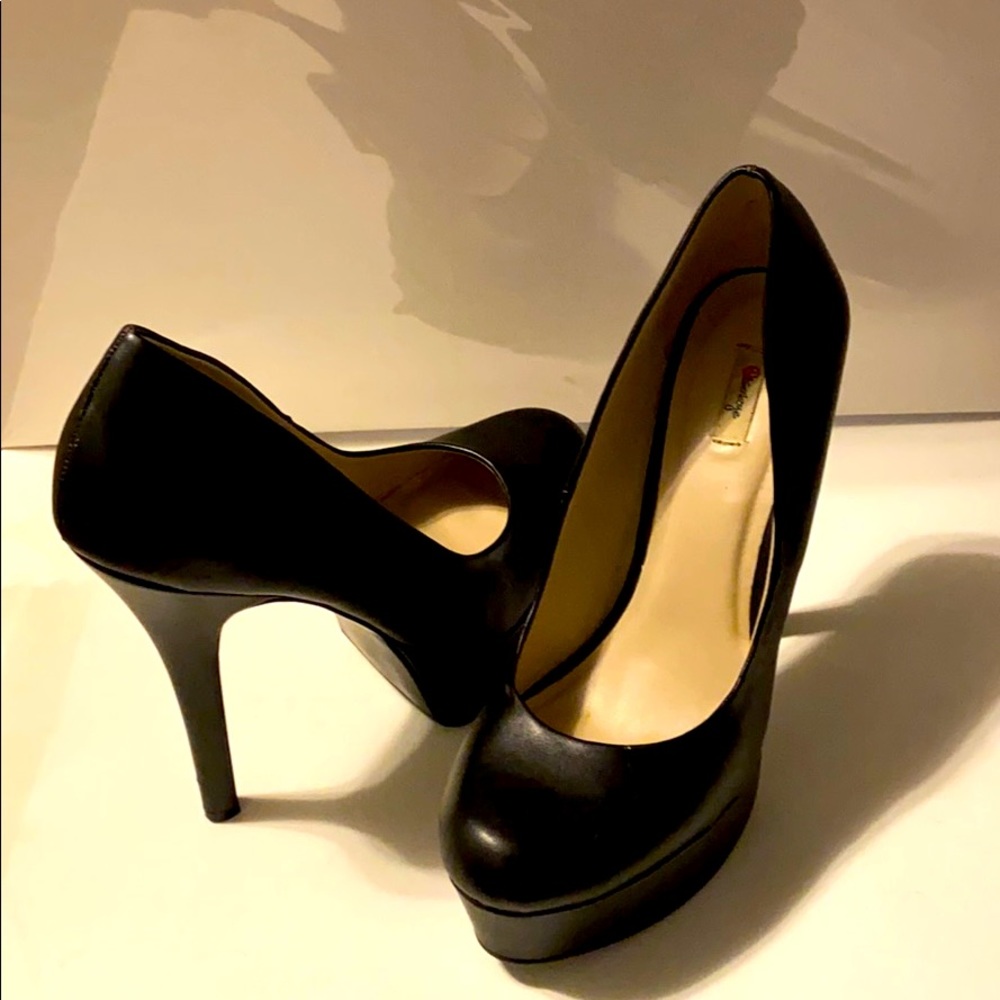 Black Faux Leather Close Toe Platform Stiletto